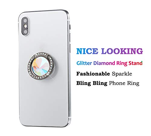 Glitter Bling Bling Phone Ring Holder,Sparkle Phone Ring Artificial Diamond Kickstand,Crystal Rhinestone Cell Phone Finger Ring Grip for Women (Black) - color: Black