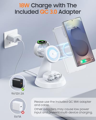 Meifigno Magnetic Wireless Charger for Samsung S26Ultra/Galaxy Watch8,White - color: WHITE