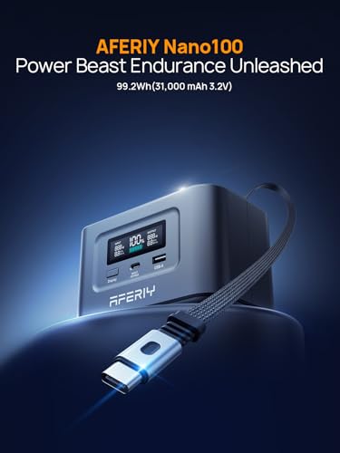AFERIY Nano100 31000mAh Power Bank Station,100W PD Laptop Portable Charger - color: Nano100-A
