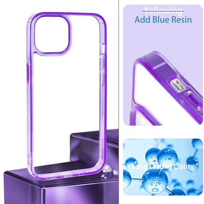 JJGoo Compatiable with iPhone 13 Pro max Case Clear, Transparent Shockproof Phone Case, Slim Anti-Scratch Hard PC Back Protective Cover Bumper, Transparent Purple - color: Transparent Purple