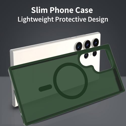 for Samsung Galaxy S23 Ultra Case Magnetic, Compatible with Magsafe 6.8 Inches Slim Fit Heavy Duty Protection Wireless Charging Lightweight Shockproof Anti-Slip Protective Phone Cover, Green - color: Green Magnetic