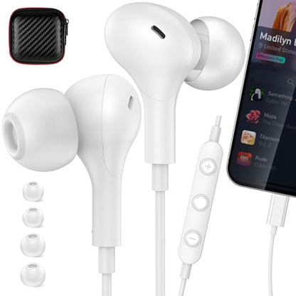 ACANDYA MFi-Certified Lighting Earbuds for iPhone 14 13 12 11 Pro Max White - color: White