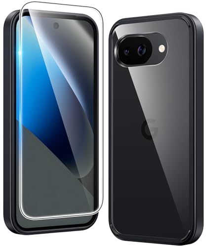 FNTCASE for Google Pixel 10a Case Clear with Screen Protector | Anti Yellowing, Military Grade Drop Protection Cell Cover, Rugged Shockproof Protective Bumper, Transparent Cases - color: D-Black, size: for Google Pixel 10a (6.3 inch)