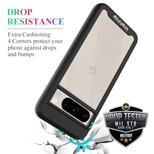 Compatible with Google Pixel 8 Pro Case, Built in Screen Protector Full Body Shockproof Slim Fit Bumper Protective Phone Cover Men Women-Black/Clear - size: Google Pixel 8 Pro