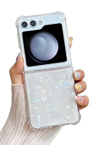 Compatible with Samsung Galaxy Z Flip 6 Case/Flip 7 FE Case Women | Soft TPU Shell Patter Sparkle Glitter Shockproof Phone Cover Girls - color: TPU/Shell Colorful, size: Samsung Galaxy Flip 6/Flip 7 FE