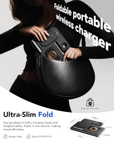 3 in 1 Foldable Charging Station for Apple Wireless Charger - color: Black