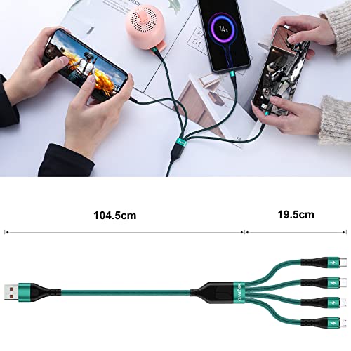 SIQIWO Multi Charger Cable 4 in 1, 2Pack 4FT 3A Fast Charging Cords