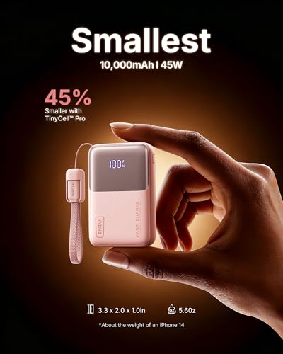 INIU Mini Portable Charger, Small 10000mAh 45W Fast Charging Power Bank - color: Light Pink