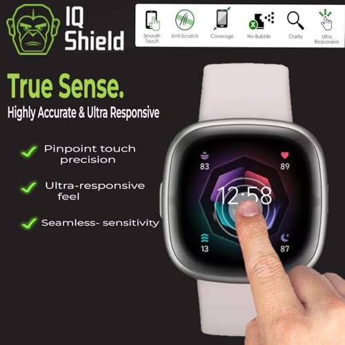 IQShield 6 Pack for Fitbit Sense 2 / Fitbit Versa 4 Screen Protector,Easy Install, Ultra Thin, Smudge-Resistant, Anti-Scratch, Anti-Bubble, Clear TPU Film - size: 1.58 INCH