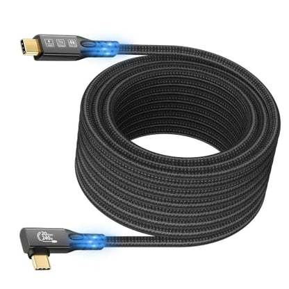 USB C 3.2 Gen2x2 20Gbps Cable, 90Degree USB C 4K@60Hz UHD Video 5A/240W PD3.1 Fast Charge Cord with E-Marker Compatible with Thunderbolt 3/4 (90D 6M) - size: 90D 6M