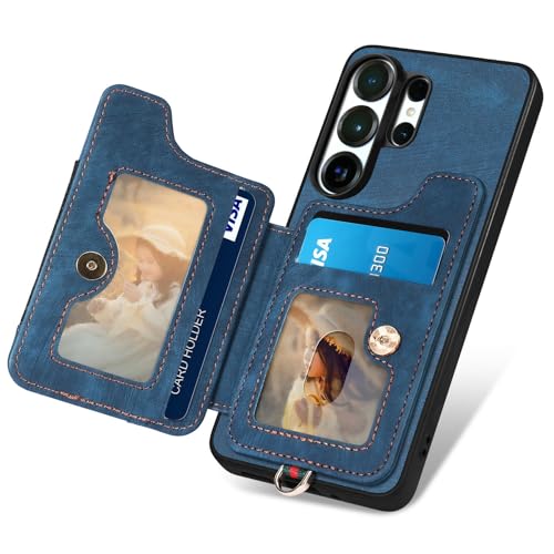 for Samsung Galaxy S26 Ultra Case Wallet with Card Slots Blue | PU Leather Flip Folio Cover,RFID Blocking Ring Holder,Kickstand,Wrist Strap,Shockproof,Magnetic Protective,Women Men Girls - color: Blue, size: Galaxy S26 Ultra 6.9 Inch