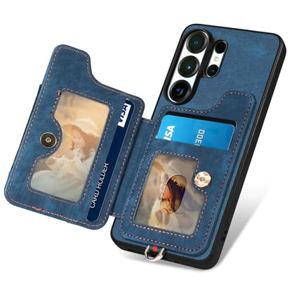 for Samsung Galaxy S26 Ultra Case Wallet with Card Slots Blue | PU Leather Flip Folio Cover,RFID Blocking Ring Holder,Kickstand,Wrist Strap,Shockproof,Magnetic Protective,Women Men Girls - color: Blue, size: Galaxy S26 Ultra 6.9 Inch