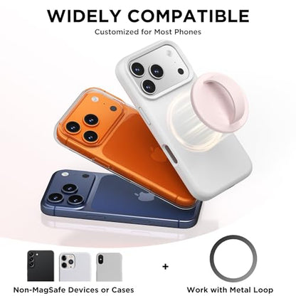 Magnetic Phone Grip Ring, Compatible with MagSafe, Upgraded Liquid Silicone for Secure Comfort, Rotating Finger Loop Ring Grip Holder for iPhone 17/16/15/14/13/12 Pro Max Plus, Lovely Pink - color: Lovely Pink
