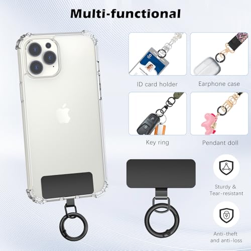 MoKo 2pcs Phone Tether Tab, Stainless Steel Cell Phone Lanyard Pads - color: Black