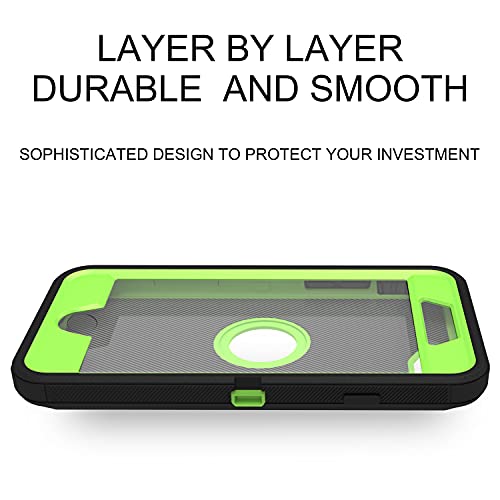 MXX Case Designed for iPhone SE Case 2020 /SE 2022 Heavy Duty Protective with Screen Protector [3 Layers] Rugged Rubber Protection Cover & Rotating 360 Degree Belt Clip SE 3rd/2nd Gen (Green/Black) - color: Green/Black