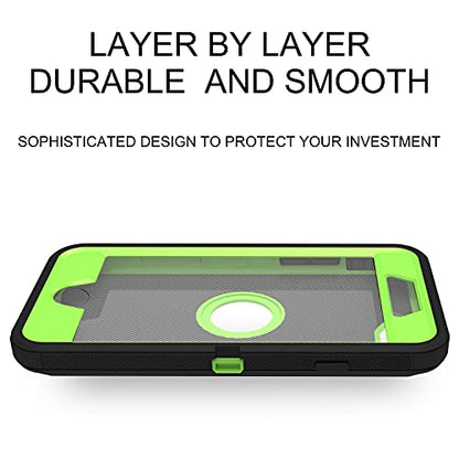 MXX Case Designed for iPhone SE Case 2020 /SE 2022 Heavy Duty Protective with Screen Protector [3 Layers] Rugged Rubber Protection Cover & Rotating 360 Degree Belt Clip SE 3rd/2nd Gen (Green/Black) - color: Green/Black