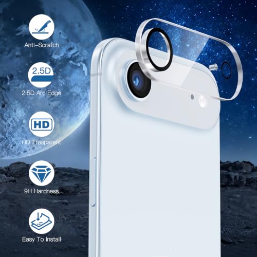 [3 Pack Camera Lens Protector For iPhone 17 Air 6.6-Inch,9H Tempered Glass,Anti-Scratch,Case Friendly,Night Circle,No-Bubble HD Clarity,Full Cover - size: iPhone 17 Air