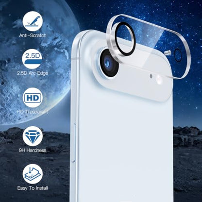 [3 Pack Camera Lens Protector For iPhone 17 Air 6.6-Inch,9H Tempered Glass,Anti-Scratch,Case Friendly,Night Circle,No-Bubble HD Clarity,Full Cover - size: iPhone 17 Air