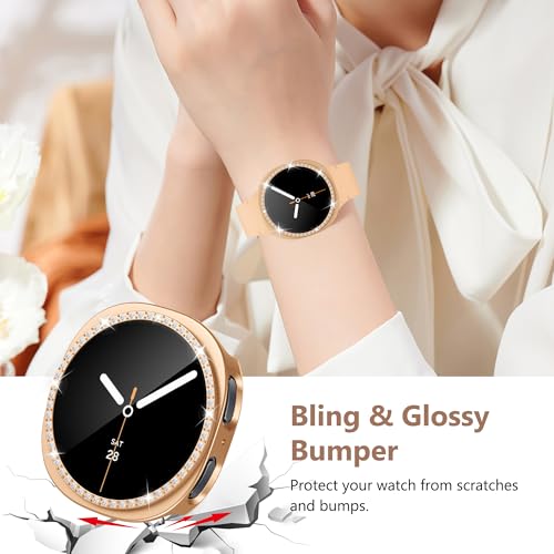 10+4 Pack Bling Case for Samsung Galaxy Watch 9/8 40mm with Tempered Glass Screen Protector, Glitter Diamond Hard PC Scratch Resistant Protective Cover Compatible with Galaxy Watch 9/8 40mm - size: Watch 9/8-40mm