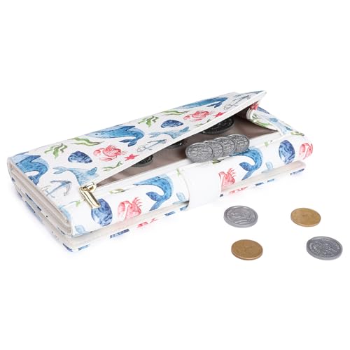 GOIACII Women's Wallet RFID Blocking Large Capacity Card Holder Ladies Phone Clutch Travel Long Purse Whale Print - color: Z02 Whale Print White