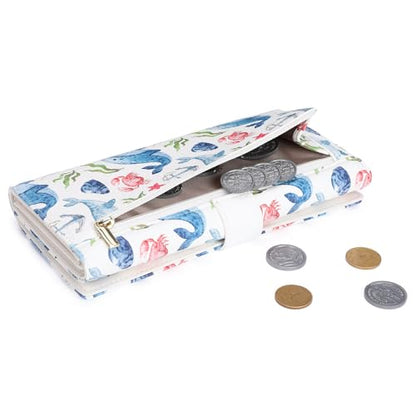GOIACII Women's Wallet RFID Blocking Large Capacity Card Holder Ladies Phone Clutch Travel Long Purse Whale Print - color: Z02 Whale Print White