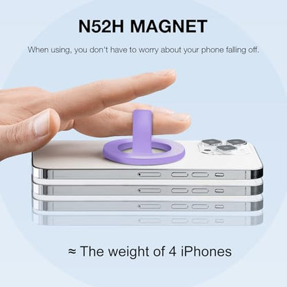 Magnetic Silicone Phone Grip | Super Strong Magnetic Design, 360° Rotation, Comfortable Grip, Compatible with iPhone 16/15/14/13/12 Series, Perfect for Selfies and Watching Videos (Elegant Purple) - color: Elegant Purple