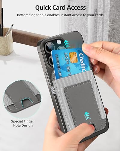 For Magsafe Wallet, Strongest Magnetic Wallet for iPhone 17/16/15/14/13/12 Series, Magnetic Card Holder with 2 Card Slots, RFID Blocking, Vegan Leather, Hold 7 Cards, Gray | Magnetic Wallet for iPhone 17/16/15/14/13/12 Series, Magnetic Card Holder with 2