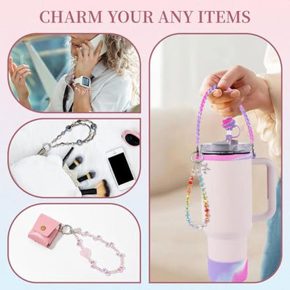 QIUTIMIY Crystal Beaded Phone Wrist Strap for Women,Phone Charm Cellphone Layard Chain with Tether Tab - color: Wrist Straps-21