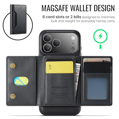 K2 2 in 1 Detachable Magnetic Phone Cases Compatible with iPhone 17 Pro Max Case with Card Holder RFID Blocking, Compatible with Magsafe Wallet, Leather 6.9'' (Black, iPhone 17 Pro Max) - color: Black, size: iPhone 17 Pro Max