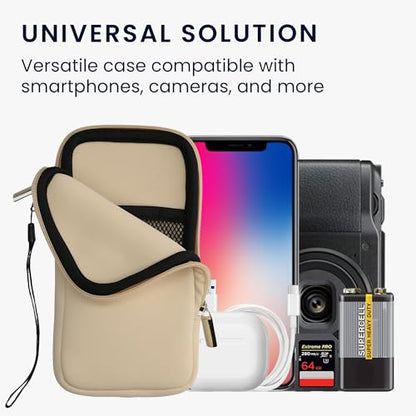 kwmobile Universal Phone Pouch Size XXL - 7" - Neoprene Smartphone Pouch with Zip - Water-Repellent Mobile Phone Case - Sleeve in Cream - color: cream, size: XXL - 7"