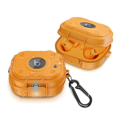 PROfezzion for Beats Powerbeats Pro 2 Case Cover with Lock, Heavy Duty - color: Electric Orange