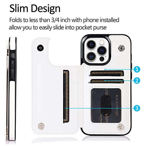 Compatible with iPhone 13 Pro 6.1" Wallet Case with Card Holder Folio Flip PU Leather Kickstand Card Slots Case Double Magnetic Clasp and RFID Blocking Cover 6.1 Inch (Cow Print) - color: Black Cow Print, size: iPhone 13 Pro