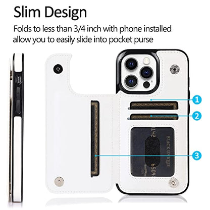 Compatible with iPhone 13 Pro 6.1" Wallet Case with Card Holder Folio Flip PU Leather Kickstand Card Slots Case Double Magnetic Clasp and RFID Blocking Cover 6.1 Inch (Cow Print) - color: Black Cow Print, size: iPhone 13 Pro
