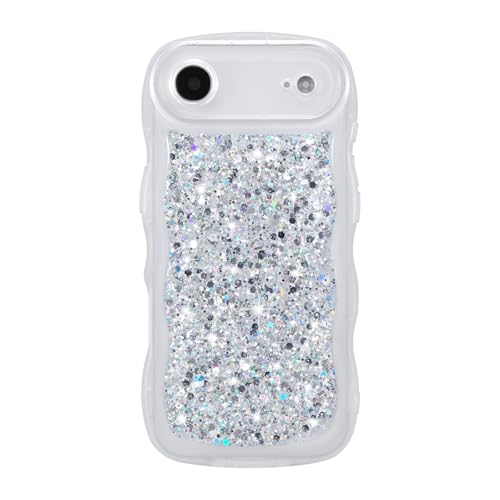ZTOFERA for iPhone Air Case 6.5", Cute Curly Wavy Design with Glitter Sequins,Luxury Aesthetic Bling Sparkly Shockproof Protective Phone Case for iPhone Air-Glitter White - color: Glitter White, size: for iPhone Air 6.5"
