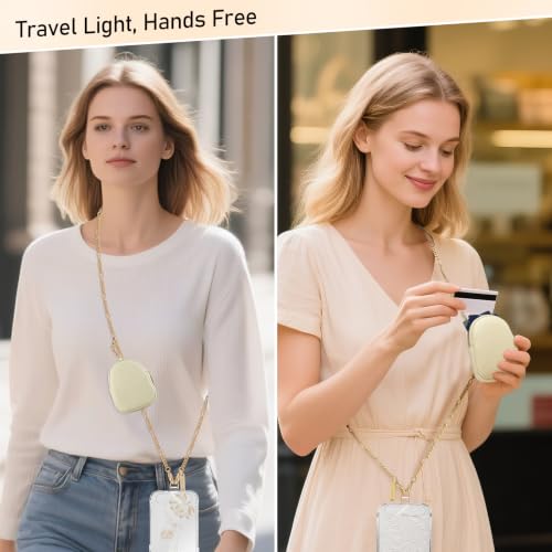 Phone Strap With Wallet,Adjustable Phone Lanyard Crossbody,Gold - color: Gold