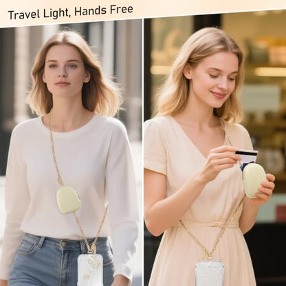 Phone Strap With Wallet,Adjustable Phone Lanyard Crossbody,Gold - color: Gold
