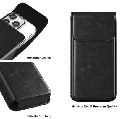 Magnetic Closure Holster for Samsung Galaxy A17, A16, A15, A14, A37, A36, A35, A32, A73 5G, A72, A71, A57, A56, A55, A54, XCover6 Pro, Motorola Edge, Moto G, G22, G84 (Fits Regular Case) (Black) - color: Black