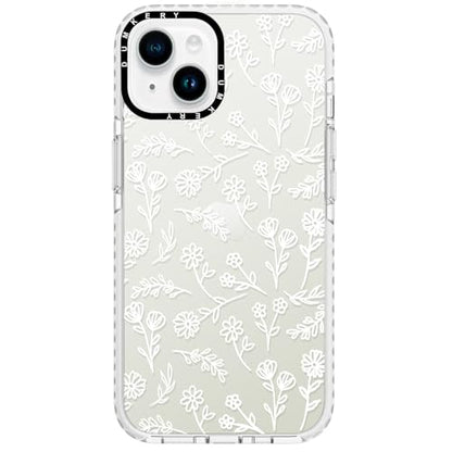 Dumkery Cute White Flowers Phone Case Compatible with iPhone 14 Plus, Clear Floral iPhone 15 Plus Case with Aesthetic Pattern, Soft TPU Shockproof Bumper Cover for Girls Women - size: iPhone 14 Plus/iPhone 15 Plus