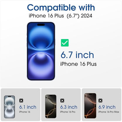 amFilm OneTouch for iPhone 16 Plus Screen Protector 6.7'' Tempered Glass - size: 16-6.7”
