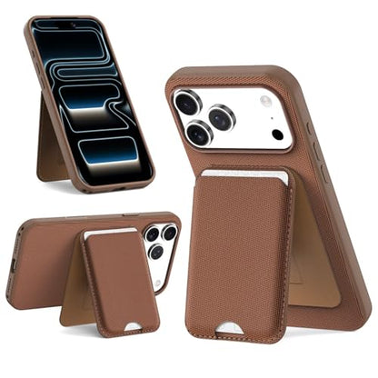 for MagSafe Wallet with Stand, Magnetic Phone Case Set, RFID Blocking, Slim Detachable Stand Card Holder, Tech Fabric for iPhone 17 Pro Max (Umber (Case+ Card Holder), iPhone 17 Pro Max) - color: Umber (Case+ Card Holder)