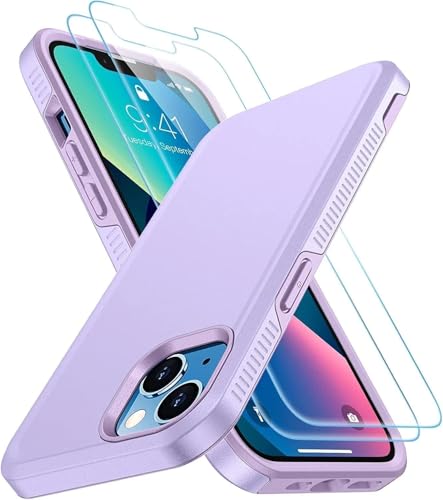 SPIDERCASE Designed for iPhone 13 Case, [10 FT Military Grade Drop Protection] [with 2 pcs Tempered Glass Screen Protector] Slim Case for iPhone 13 6.1 inch (Purple) - color: Purple, size: for iPhone 13