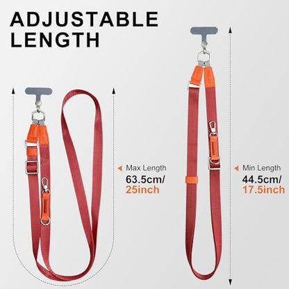 Phone Lanyard Crossbody, Adjustable Ergonomic Shoulder Phone Strap - color: Red