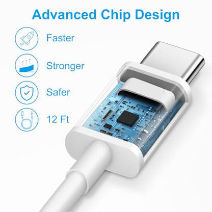 iPhone 17 16 15 Charger Fast Charging 12FT - 20W USB C Charger Block - color: White, size: 12FT