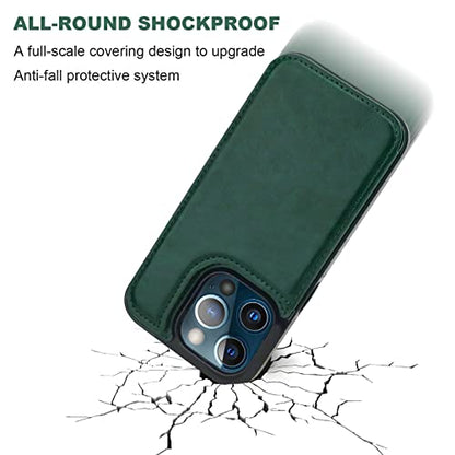 ONETOP for iPhone 13 Pro Wallet Case with Card Holder,Green - color: Green