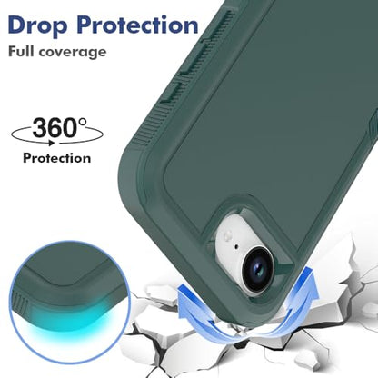 for iPhone 16E / iPhone 17E Case: Dual Layer Protective Heavy Duty Cell Phone Cover Shockproof Rugged with HD Screen Protector - Military Protection Bumper Tough - for iPhone 16E / 17E, Dark Green - color: Dark Green (PC) + Dark Green (TPU)