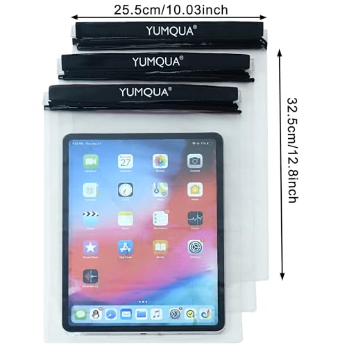 Waterproof Pouch Clear Dry Bag Document Map Holder Large Size 3PACK | Screen Touch, Water Proof Water Tight Map Case, Protect Kindle Tablet Cloth Dry Against Sand Water for Hiking Boating Fishing - color: Black