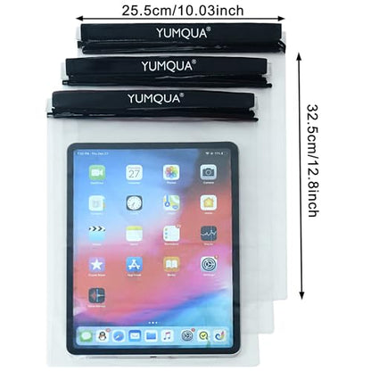 Waterproof Pouch Clear Dry Bag Document Map Holder Large Size 3PACK | Screen Touch, Water Proof Water Tight Map Case, Protect Kindle Tablet Cloth Dry Against Sand Water for Hiking Boating Fishing - color: Black
