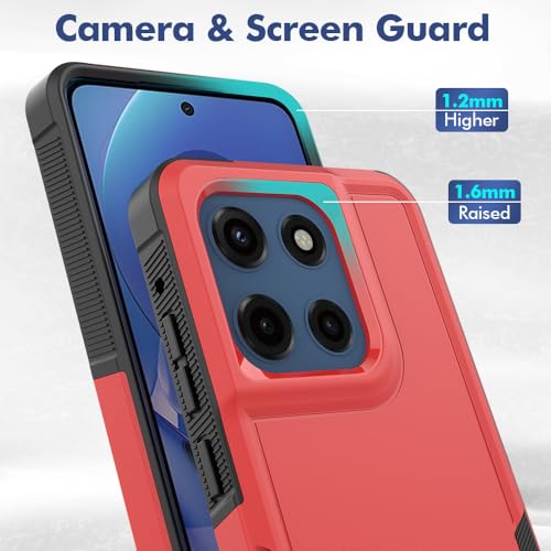for Moto G Stylus 2025/2026 Case: Dual Layer Protective Heavy Duty Cell Phone Cover Shockproof Rugged with Screen Protector - Military Protection Bumper Tough - for G Stylus 2025/2026, Red - color: Red (PC) + Black (TPU)