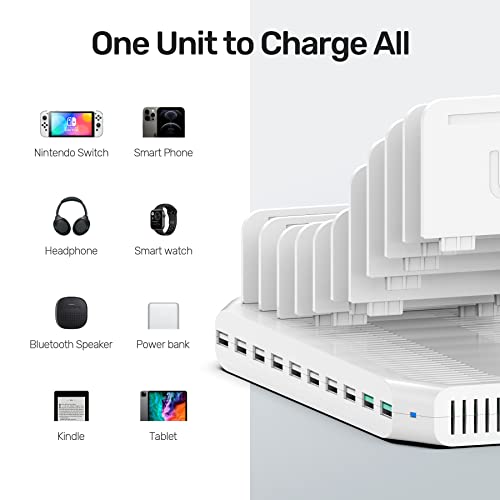 Unitek 96W 10-Port USB iPad Charging Station with Quick Charge 3.0 - color: QC3.0*2,White, size: Pack of 1