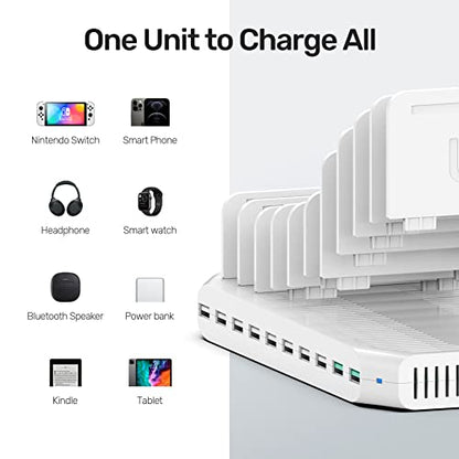 Unitek 96W 10-Port USB iPad Charging Station with Quick Charge 3.0 - color: QC3.0*2,White, size: Pack of 1
